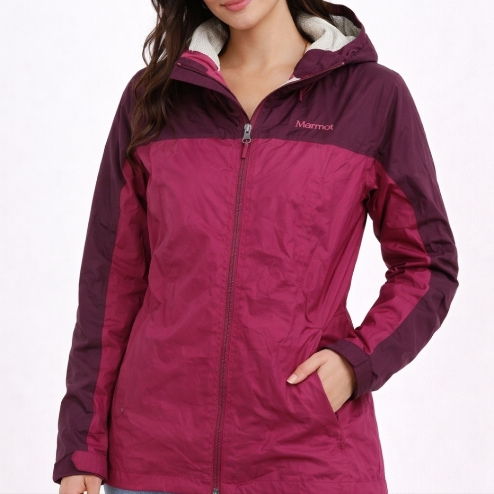 Marmot Hooded Rain Jacket Pink Purple Size M GUC
